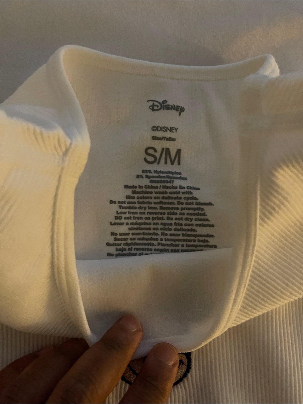 Disney White Ribbed Tank with Embroidered Mickey - Picture 2 of 2